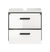 Waschbeckenunterschrank >Kojak< in Weiß Hochglanz - 60x55x37cm (BxHxT)