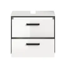 Waschbeckenunterschrank >Kojak< in Weiß Hochglanz - 60x55x37cm (BxHxT)