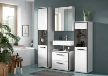 Waschbeckenunterschrank >Kojak< in Weiß Hochglanz - 60x55x37cm (BxHxT)