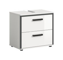 Waschbeckenunterschrank >Kojak< in Weiß Hochglanz - 60x55x37cm (BxHxT)