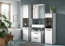 Badezimmer-Set >Kojak< in Weiß Hochglanz -...