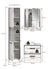 Badezimmer-Set >Kojak< in Weiß Hochglanz - 115x188x37cm (BxHxT)