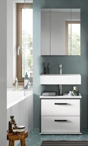 Badezimmer-Set >Kojak< in Weiß Hochglanz - 60x188x37cm (BxHxT)