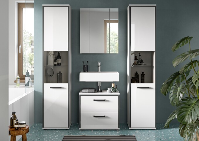 Badezimmer-Set >Kojak< in Weiß Hochglanz - 171x188x37cm (BxHxT)