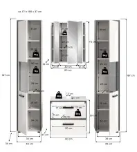 Badezimmer-Set >Kojak< in Weiß Hochglanz - 171x188x37cm (BxHxT)