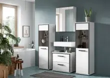 Badezimmer-Set >Kojak< in Weiß Hochglanz -...