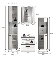Badezimmer-Set >Kojak< in Weiß Hochglanz - 171x188x37cm (BxHxT)