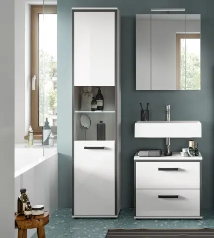 Badezimmer-Set >Kojak< in Weiß Hochglanz - 115x188x37cm (BxHxT)