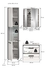 Badezimmer-Set >Kojak< in Weiß Hochglanz - 115x188x37cm (BxHxT)
