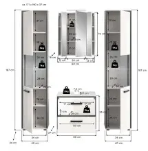 Badezimmer-Set >Kojak< in Weiß Hochglanz - 171x188x37cm (BxHxT)