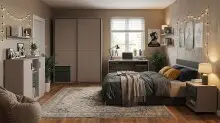 Bett >BAHAMAS< in GRAFIT + SAHARAGRAU - 96x80x210cm (BxHxT)