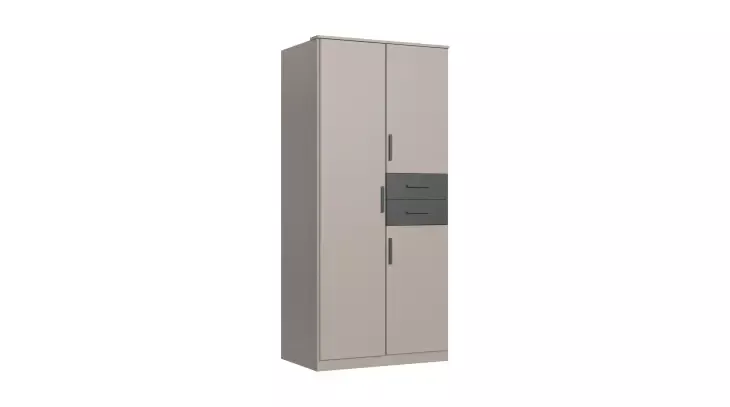 Drehtürenschrank >BAHAMAS< in GRAFIT + SAHARAGRAU - 90x198x58cm (BxHxT)