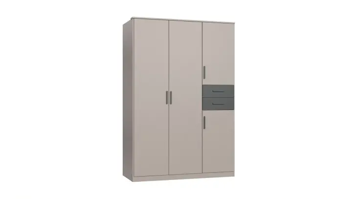 Drehtürenschrank >BAHAMAS< in GRAFIT + SAHARAGRAU - 135x198x58cm (BxHxT)