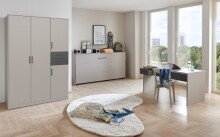 Drehtürenschrank >BAHAMAS< in GRAFIT + SAHARAGRAU - 135x198x58cm (BxHxT)