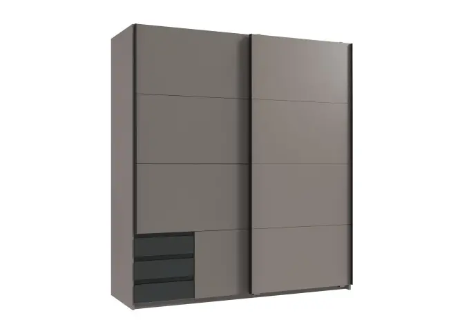 Schwebetürenschrank >BAHAMAS< in GRAFIT + SAHARAGRAU - 179x198x65cm (BxHxT)