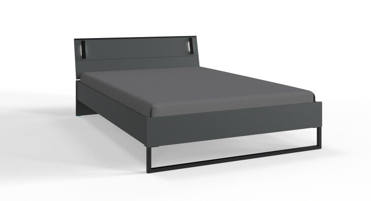 Bett >TILBURG< in GRAPHIT - 148x93x210cm (BxHxT)