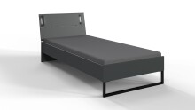 Einzelbett >TILBURG< in GRAPHIT - 98x93x210cm (BxHxT)