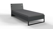 Einzelbett >TILBURG< in GRAPHIT - 98x93x210cm (BxHxT)