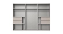 Schwebetürenschrank >palermo< in WEISS / SPIEGEL + GRAPHIT - 300x216x65 (BxHxT)