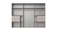Schwebetürenschrank >palermo< in WEISS / SPIEGEL + GRAPHIT - 300x216x65 (BxHxT)