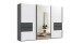 Schwebetürenschrank >palermo< in WEISS / SPIEGEL + GRAPHIT - 300x216x65 (BxHxT)