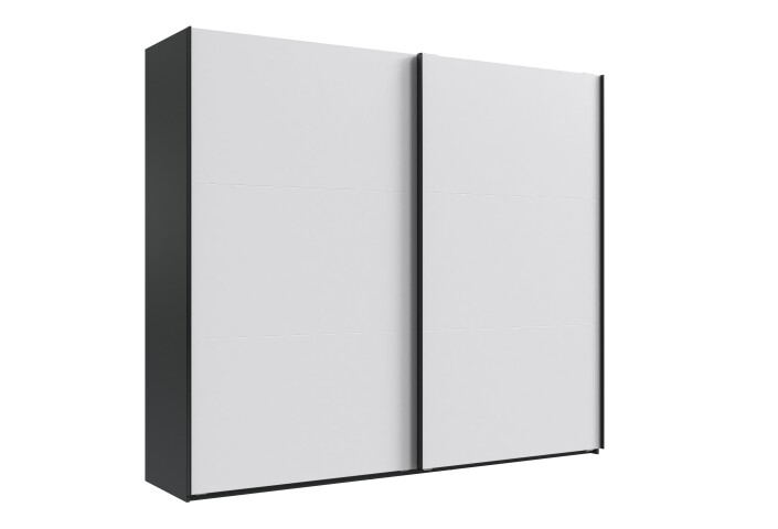 Schwebetürenschrank >palermo< in WEISS + GRAPHIT - 250x216x65 (BxHxT)