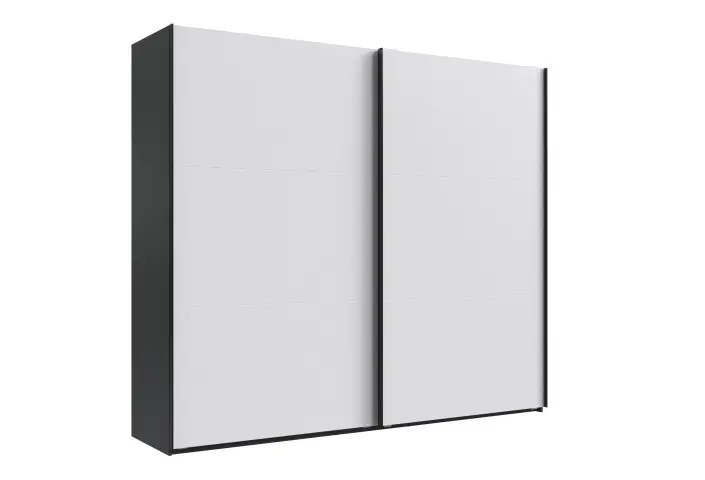 Schwebetürenschrank >palermo< in WEISS + GRAPHIT - 250x216x65 (BxHxT)