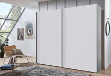 Schwebetürenschrank >palermo< in WEISS + GRAPHIT - 250x216x65 (BxHxT)