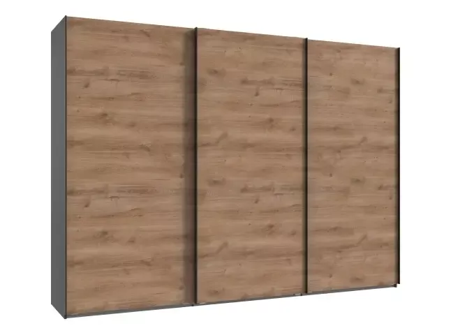Schwebetürenschrank >palermo< PLANKENEICHE Dekor + GRAPHIT - 300x216x65cm (BxHxT)