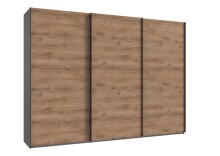 Schwebetürenschrank >palermo< PLANKENEICHE Dekor + GRAPHIT - 300x216x65cm (BxHxT)
