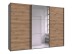 Schwebetürenschrank >palermo< PLANKENEICHE Dekor / Spiegel + GRAPHIT - 300x216x65 (BxHxT)