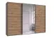 Schwebetürenschrank >palermo< PLANKENEICHE Dekor / Spiegel + GRAPHIT - 300x216x65 (BxHxT)