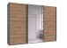 Schwebetürenschrank >palermo< PLANKENEICHE Dekor / Spiegel + GRAPHIT - 300x216x65 (BxHxT)