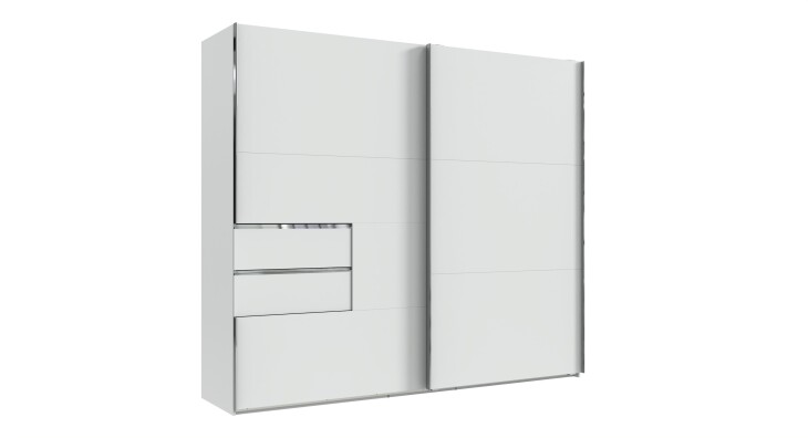 Schwebetürenschrank >palermo< in WEISS, Holzwerkstoff - 250x216x65cm (BxHxT)