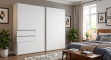 Schwebetürenschrank >palermo< in WEISS, Holzwerkstoff - 250x216x65cm (BxHxT)