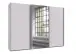 Schwebetürenschrank >palermo< in WEISS / SPIEGEL - 300x216x65 (BxHxT)