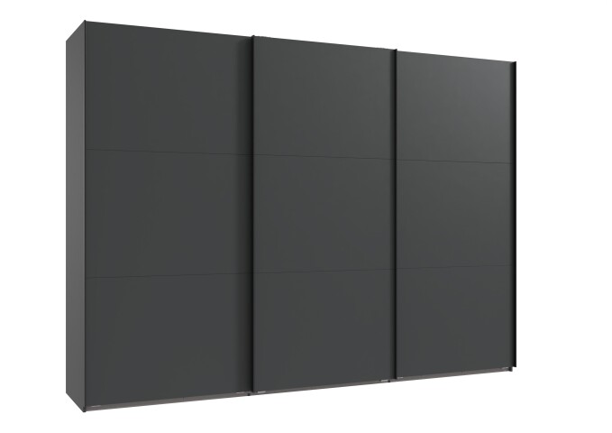 Schwebetürenschrank >palermo< in GRAPHIT + SCHWARZE GRIFFE - 300x216x65 (BxHxT)