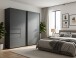 Schwebetürenschrank >palermo< in GRAPHIT + SCHWARZE GRIFFE - 250x216x65 (BxHxT)