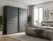 Schwebetürenschrank >palermo< in GRAPHIT + SCHWARZE GRIFFE - 250x216x65 (BxHxT)