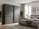 Schwebetürenschrank >palermo< in GRAPHIT + SCHWARZE GRIFFE - 250x216x65 (BxHxT)
