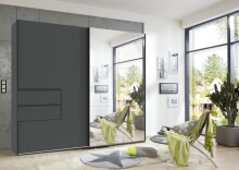 Schwebetürenschrank >palermo< in GRAPHIT / SPIEGEL - 250x216x65 (BxHxT)