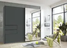 Schwebetürenschrank >palermo< in GRAPHIT / SPIEGEL - 250x216x65 (BxHxT)