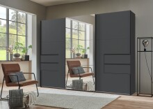 Schwebetürenschrank >palermo< in GRAPHIT / SPIEGEL - 300x216x65 (BxHxT)