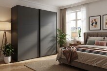 Schwebetürenschrank >palermo< in GRAPHIT, Holzwerkstoff - 200x216x65cm (BxHxT)