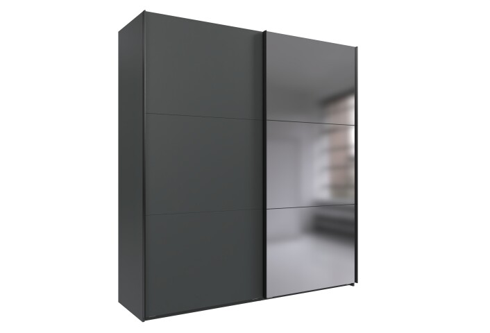Schwebetürenschrank >palermo< in GRAPHIT / SPIEGEL - 200x216x65 (BxHxT)