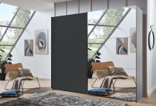 Schwebetürenschrank >palermo< in GRAPHIT / SPIEGEL - 250x216x65 (BxHxT)