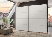 Schwebetürenschrank >AALST< in WEISS - 225x208x65cm (BxHxT)