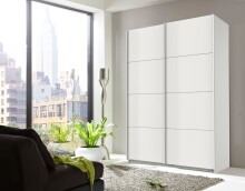 Schwebetürenschrank >AALST< in WEISS - 135x208x65cm (BxHxT)