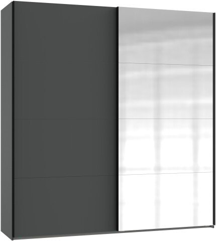 Schwebetürenschrank >AALST< in GRAPHIT / SPIEGEL - 180x208x65cm (BxHxT)
