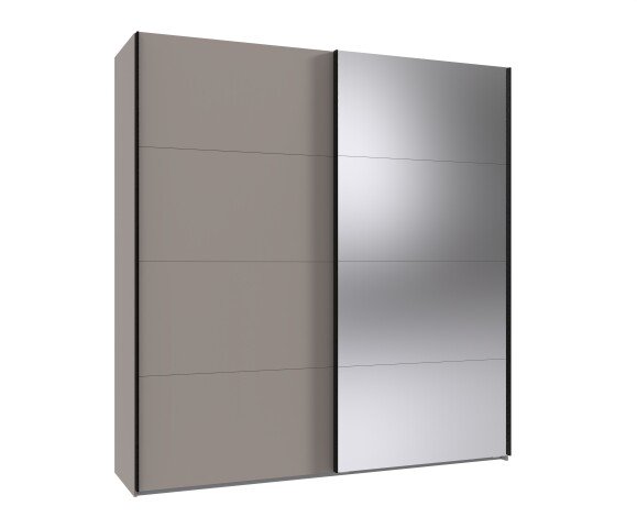 Schwebetürenschrank >AALST< in SAHARAGRAU / SPIEGEL - 180x208x65cm (BxHxT)